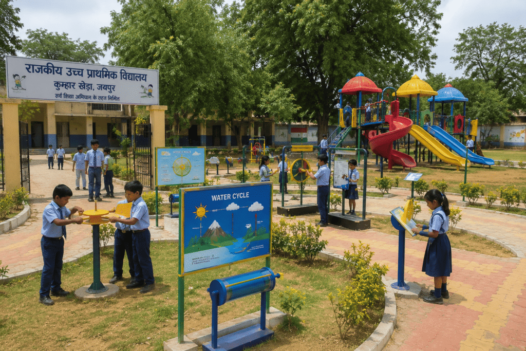 Difference Between FRP and Metal Playground Equipment in government school projects